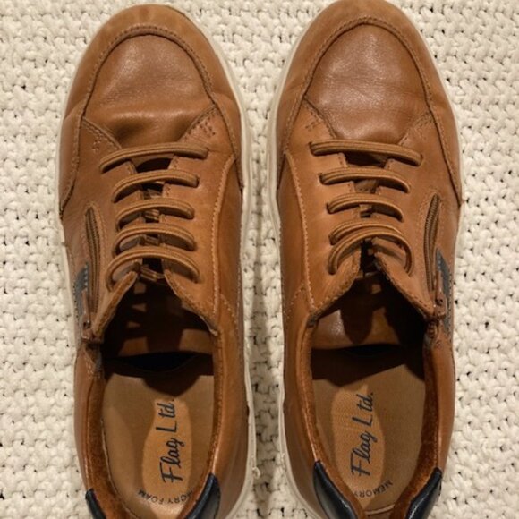 Flat Ltd. Boys' Cameron Brown Leather Zip Oxford Sneaker -  Size 3M - Picture 6 of 9